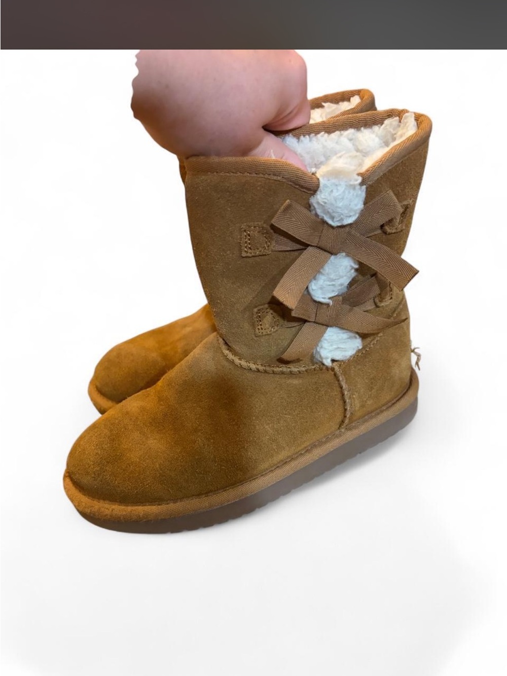 Kids brown suede lined boots
